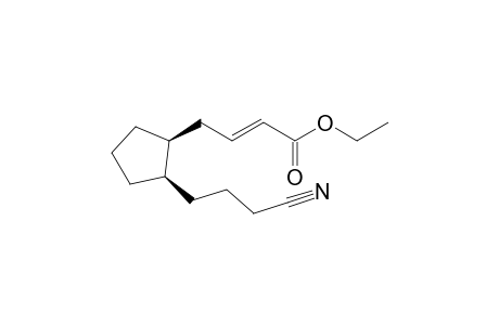 cis-1-((E)-3-Carbethoxy-2-propenyl)-2-(1-cyanopropyl)cyclopentane
