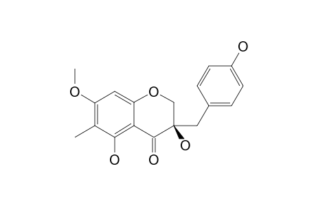 SMILACHROMANONE;(3R)-3,5-DIHYDROXY-7-METHOXY-6-METHYL-3-(4-HYDROXYBENZYL)-CHROMAN-4-ONE
