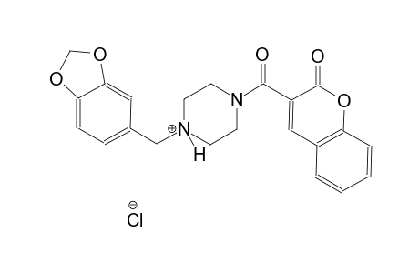 piperazinium, 1-(1,3-benzodioxol-5-ylmethyl)-4-[(2-oxo-2H-1-benzopyran-3-yl)carbonyl]-, chloride