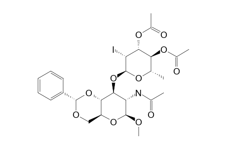 METHYL-2-ACETAMIDO-3-O-(3',4'-DI-O-ACETYL-2'-DEOXY-2'-IODO-ALPHA-L-RHAMNOPYRANOSYL)-4,6-O-BENZYLIDENE-2-DEOXY-BETA-D-GLUCOPYRANOSIDE