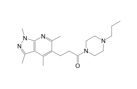 1H-pyrazolo[3,4-b]pyridine, 1,3,4,6-tetramethyl-5-[3-oxo-3-(4-propyl-1-piperazinyl)propyl]-