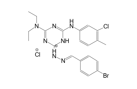 2-(4-bromobenzylidene)-1-(6-((3-chloro-4-methylphenyl)amino)-4-(diethylamino)-1,3,5-triazin-2(1H)-ylidene)hydrazin-1-ium chloride