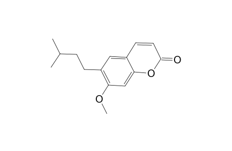 2H-1-Benzopyran-2-one, 7-methoxy-6-(3-methylbutyl)-
