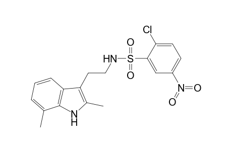 2-Chloranyl-N-[2-(2,7-dimethyl-1H-indol-3-yl)ethyl]-5-nitro-benzenesulfonamide