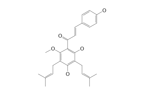 2',4,4'-TRIHYDROXY-6'-METHOXY-3',5'-DIPRENYLCHALCONE;5'-PRENYLXANTHOHUMOL