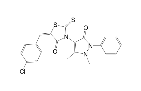 (5E)-5-(4-chlorobenzylidene)-3-(1,5-dimethyl-3-oxo-2-phenyl-2,3-dihydro-1H-pyrazol-4-yl)-2-thioxo-1,3-thiazolidin-4-one