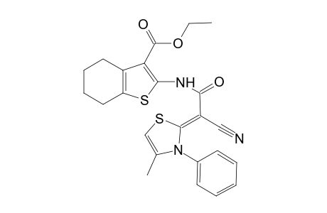 (Z)-ethyl 2-(2-cyano-2-(4-methyl-3-phenylthiazol-2(3H)-ylidene)acetamido)-4,5,6,7-tetrahydrobenzo-[b]thiophene-3-carboxylate