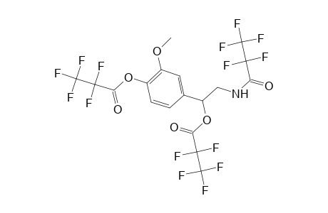 Propanoic acid, pentafluoro-, 1-[3-methoxy-4-(2,2,3,3,3-pentafluoro-1-oxopropoxy)phenyl]-2-[(2,2,3,3,3-pentafluoro-1-oxopropyl)amino]ethyl ester