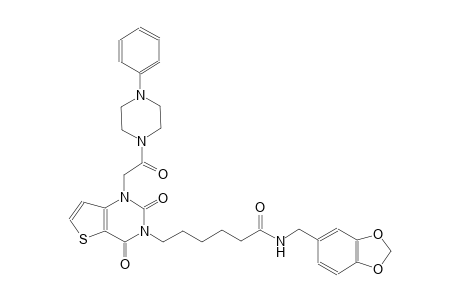 N-(1,3-benzodioxol-5-ylmethyl)-6-(2,4-dioxo-1-[2-oxo-2-(4-phenyl-1-piperazinyl)ethyl]-1,4-dihydrothieno[3,2-d]pyrimidin-3(2H)-yl)hexanamide