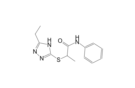 2-[(5-ethyl-4H-1,2,4-triazol-3-yl)sulfanyl]-N-phenylpropanamide