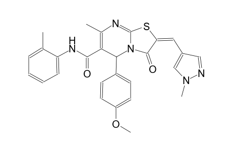 (2E)-5-(4-methoxyphenyl)-7-methyl-N-(2-methylphenyl)-2-[(1-methyl-1H-pyrazol-4-yl)methylene]-3-oxo-2,3-dihydro-5H-[1,3]thiazolo[3,2-a]pyrimidine-6-carboxamide
