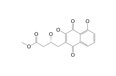 JUGLOMYCIN-D-METHYLESTER;(3'S)-4'-(3,5-DIHYDROXY-1,4-DIHYDRONAPHTHALIN-1,4-DION-2-YL)-3'-HYDROXYBUTYRIC-ACID,METHYLESTER