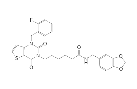 N-(1,3-benzodioxol-5-ylmethyl)-6-(1-(2-fluorobenzyl)-2,4-dioxo-1,4-dihydrothieno[3,2-d]pyrimidin-3(2H)-yl)hexanamide