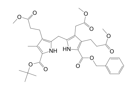 1H-Pyrrole-3-propanoic acid, 5-[(1,1-dimethylethoxy)carbonyl]-2-[[3-(2-methoxy-2-oxoethyl)-4-(3-methoxy-3-oxopropyl)-5-[(phenylmethoxy)carbonyl]-1H-pyrrol-2-yl]methyl]-4-methyl-, methyl ester