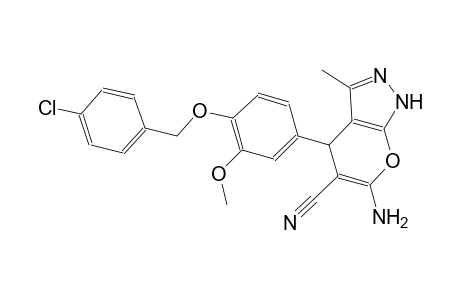 6-amino-4-{4-[(4-chlorobenzyl)oxy]-3-methoxyphenyl}-3-methyl-1,4-dihydropyrano[2,3-c]pyrazole-5-carbonitrile