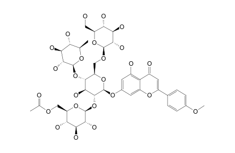 PEGANETIN;ACACETIN-7-O-[RHAMNOSYL-(1-4'')-GLUCO-(1-6'')-6'''-O-ACETYL-SOPHOROSIDE]
