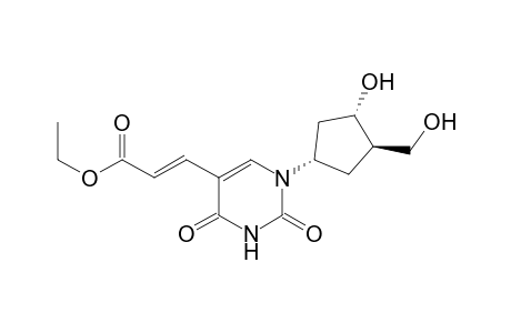 2-Propenoic acid, 3-[1,2,3,4-tetrahydro-1-[3-hydroxy-4-(hydroxymethyl)cyclopentyl]-2,4-dioxo-5-pyrimidinyl]-, ethyl ester, [1.alpha.(E),3.alpha.,4.beta.]-(.+-.)-