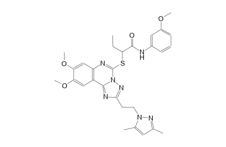 2-({2-[2-(3,5-dimethyl-1H-pyrazol-1-yl)ethyl]-8,9-dimethoxy[1,2,4]triazolo[1,5-c]quinazolin-5-yl}sulfanyl)-N-(3-methoxyphenyl)butanamide
