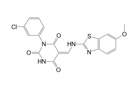(5Z)-1-(3-chlorophenyl)-5-{[(6-methoxy-1,3-benzothiazol-2-yl)amino]methylene}-2,4,6(1H,3H,5H)-pyrimidinetrione