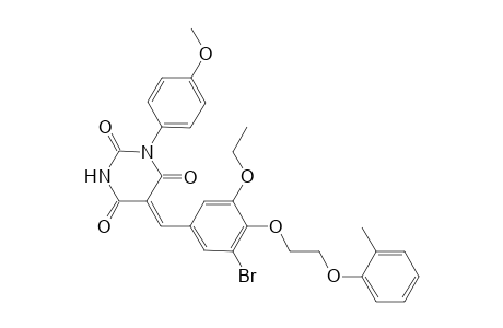 (5Z)-5-[3-bromo-5-ethoxy-4-[2-(2-methylphenoxy)ethoxy]benzylidene]-1-(4-methoxyphenyl)barbituric acid