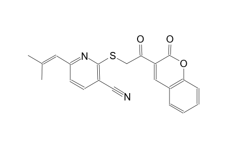 3-pyridinecarbonitrile, 6-(2-methyl-1-propenyl)-2-[[2-oxo-2-(2-oxo-2H-1-benzopyran-3-yl)ethyl]thio]-