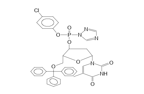 5'-O-TRITYLDEOXYTHYMIDINE-3'-1,2,4-TRIAZOLIDO(4-CHLOROPHENYL)PHOSPHATE