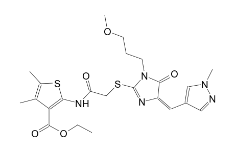 ethyl 2-{[({(4E)-1-(3-methoxypropyl)-4-[(1-methyl-1H-pyrazol-4-yl)methylene]-5-oxo-4,5-dihydro-1H-imidazol-2-yl}sulfanyl)acetyl]amino}-4,5-dimethyl-3-thiophenecarboxylate