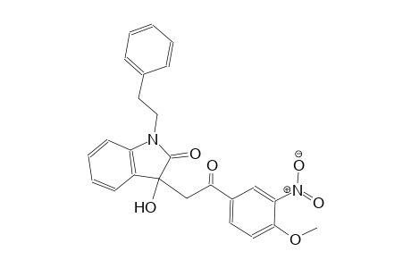 2H-indol-2-one, 1,3-dihydro-3-hydroxy-3-[2-(4-methoxy-3-nitrophenyl)-2-oxoethyl]-1-(2-phenylethyl)-