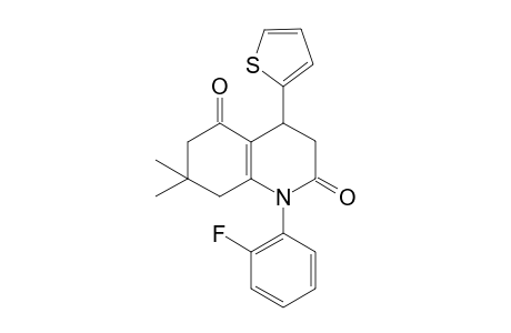 1-(2-fluorophenyl)-7,7-dimethyl-4-(2-thienyl)-3,4,6,8-tetrahydroquinoline-2,5-dione