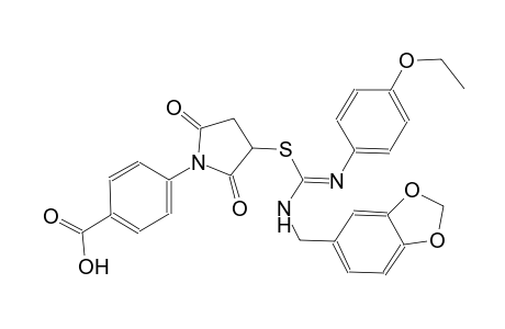 4-[3-({(Z)-[(1,3-benzodioxol-5-ylmethyl)amino][(4-ethoxyphenyl)imino]methyl}sulfanyl)-2,5-dioxo-1-pyrrolidinyl]benzoic acid