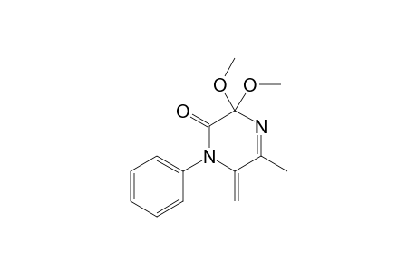 3,3-DIMETHOXY-5-METHYL-6-METHYLIDENE-1-PHENYL-3,6-DIHYDROPYRAZIN-2(1H)-ONE