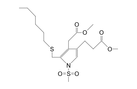 2-Hexylthiomethyl-1-methylsulfonyl-4-(2-methoxyc arbonylethyl)-3-methoxycarbonylmethyl-pyrrole