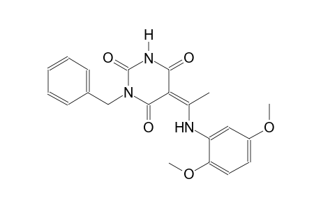 (5Z)-1-benzyl-5-[1-(2,5-dimethoxyanilino)ethylidene]-2,4,6(1H,3H,5H)-pyrimidinetrione