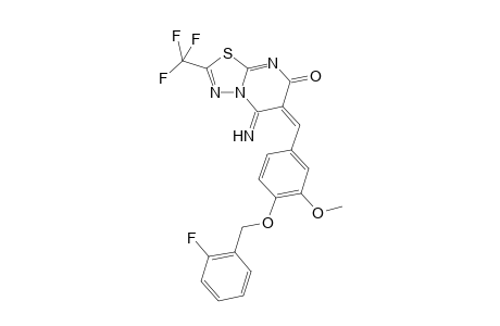 (6E)-5-azanylidene-6-[[4-[(2-fluorophenyl)methoxy]-3-methoxy-phenyl]methylidene]-2-(trifluoromethyl)-[1,3,4]thiadiazolo[3,2-a]pyrimidin-7-one