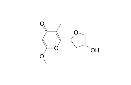 4H-Pyran-4-one, 2-methoxy-3,5-dimethyl-6-(tetrahydro-4-hydroxy-2-furyl)-