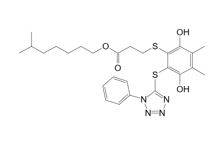 Propanoic acid, 3-[[2,5-dihydroxy-3,4-dimethyl-6-[(1-phenyl-1H-tetrazol-5-yl)thio]phenyl]thio]-, 6-methylheptyl ester