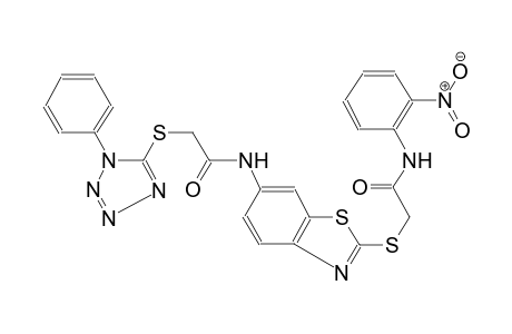 N-(2-{[2-(2-nitroanilino)-2-oxoethyl]sulfanyl}-1,3-benzothiazol-6-yl)-2-[(1-phenyl-1H-tetraazol-5-yl)sulfanyl]acetamide