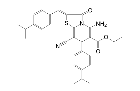 7H-thiazolo[3,2-a]pyridine-6-carboxylic acid, 5-amino-8-cyano-2,3-dihydro-7-[4-(1-methylethyl)phenyl]-2-[[4-(1-methylethyl)phenyl]methylene]-3-oxo-, ethyl ester, (2Z)-