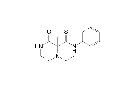 1-Ethyl-2-methyl-3-oxidanylidene-N-phenyl-piperazine-2-carbothioamide