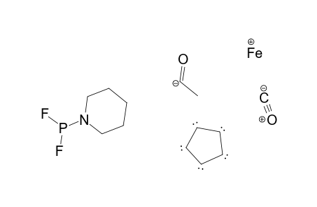 Iron, acetylcarbonyl(.eta.5-2,4-cyclopentadien-1-yl)(1-piperidinylphosphonous difluoride-P)-