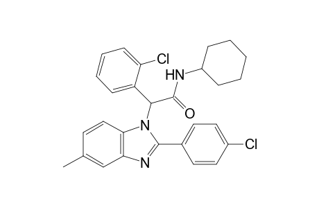 2-(2-Chlorophenyl)-2-(2-(4-chlorophenyl)-5-methyl-1H-benzimidazol-1-yl)-N-cyclohexylacetamide