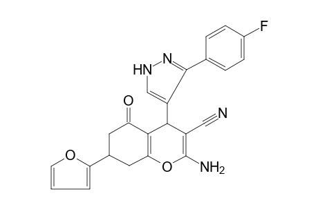2-Amino-4-[5-(4-fluorophenyl)-1H-pyrazol-4-yl]-7-(2-furanyl)-5-oxo-4,6,7,8-tetrahydro-1-benzopyran-3-carbonitrile
