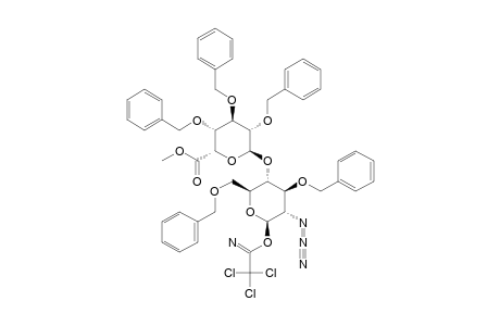 METHYL-2,3,4-TRI-O-BENZYL-ALPHA-L-IDOPYRANOSIDURONATE-(1->4)-2-AZIDO-3,6-DI-O-BENZYL-2-DEOXY-D-GLUCOPYRANOSIDE-TRICHLOROACETIMIDATE