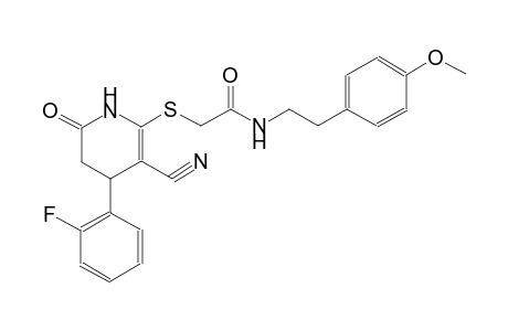 2-{[3-cyano-4-(2-fluorophenyl)-6-oxo-1,4,5,6-tetrahydro-2-pyridinyl]sulfanyl}-N-[2-(4-methoxyphenyl)ethyl]acetamide