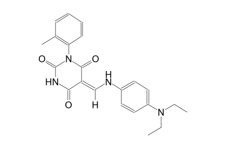 (5Z)-5-{[4-(diethylamino)anilino]methylene}-1-(2-methylphenyl)-2,4,6(1H,3H,5H)-pyrimidinetrione