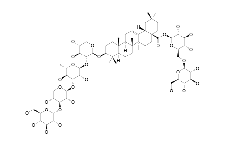 BRETSCHNOSIDE-B;3-O-ALPHA-D-GLUCOPYRANOSYL-(1->3)-BETA-D-XYLOPYRANOSYL-(1->3)-ALPHA-L-RHAMPYRANOSYL-(1->2)-BETA-D-XYLOPYRANOSYL-OLEANOLIC-ACID-28-O