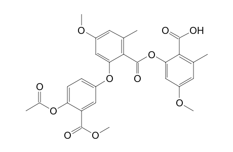 Benzoic acid, 2-[4-(acetyloxy)-3-(methoxycarbonyl)phenoxy]-4-methoxy-6-methyl-, 2-carboxy-5-methoxy-3-methylphenyl ester