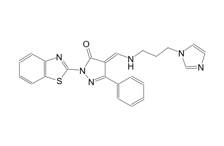 (4E)-2-(1,3-benzothiazol-2-yl)-4-({[3-(1H-imidazol-1-yl)propyl]amino}methylene)-5-phenyl-2,4-dihydro-3H-pyrazol-3-one