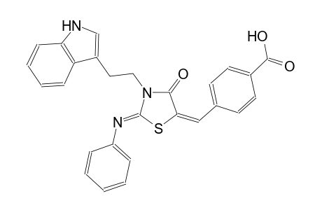 4-{(E)-[(2Z)-3-[2-(1H-indol-3-yl)ethyl]-4-oxo-2-(phenylimino)-1,3-thiazolidin-5-ylidene]methyl}benzoic acid