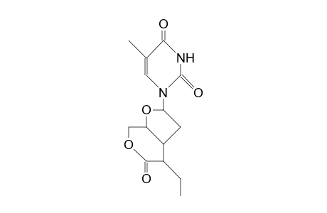 1-(2',3'-Dideoxy-3'-C,5'-O-carbonyl<1-ethyl(R)methylidene>-B-D-erythro-pentofuranosyl)-thymine